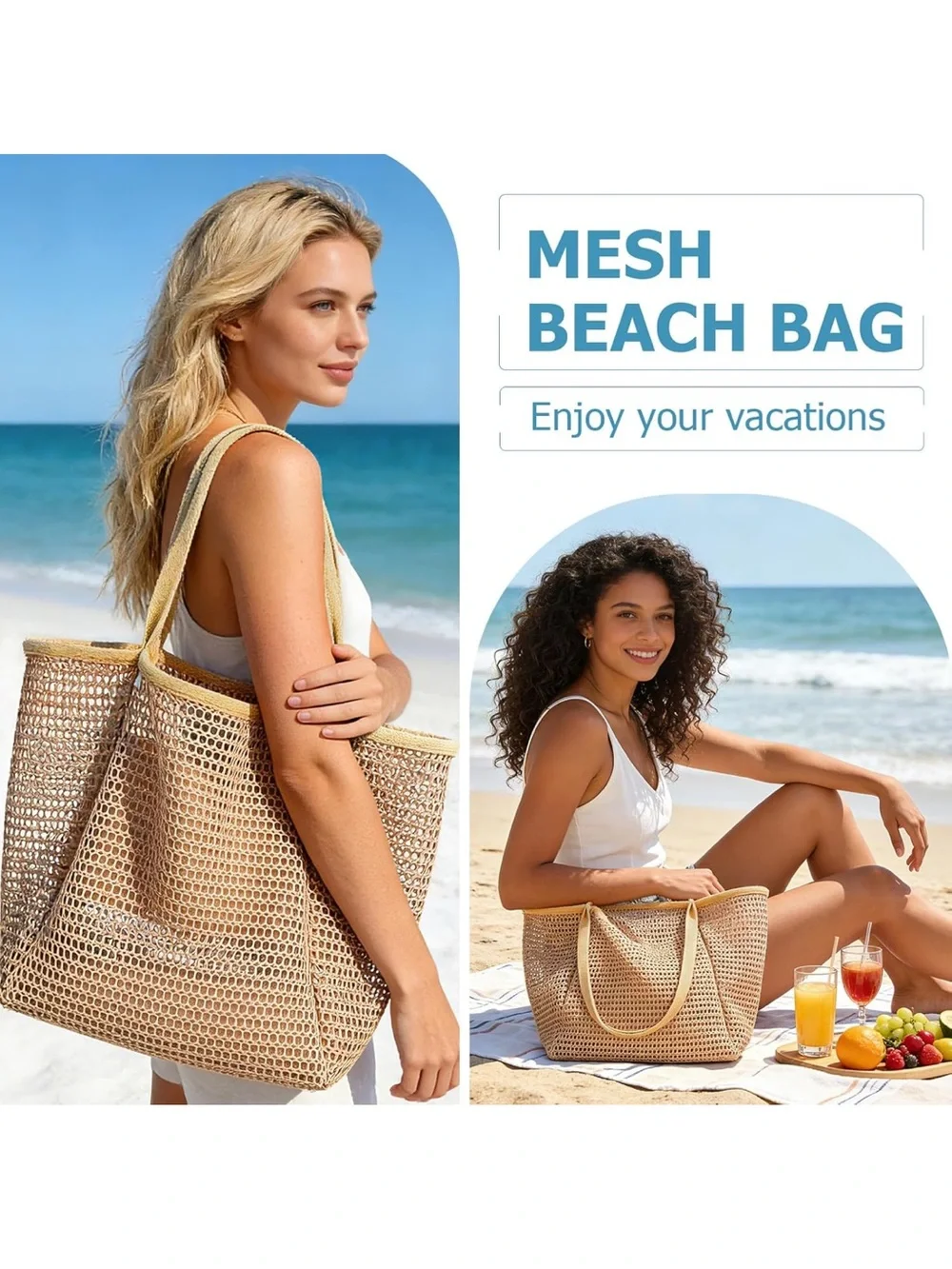 Lioscre - Casual Hobo Mesh Beach Bag - Tote Bag